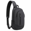 Borsello a tracolla 18×8×32 cm in tessuto nero per uso quotidiano con tasche con zip