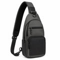 Borsa a tracolla 18 x 8 x 32 cm in tessuto sintetico nero con tasche multiple per uso quotidiano