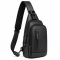 Borsa a tracolla 18 × 8 × 32 cm in similpelle nera con tasche zip