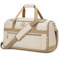 Borsone da viaggio 50×25×30 cm in tessuto beige con tracolla regolabile e tasche con zip