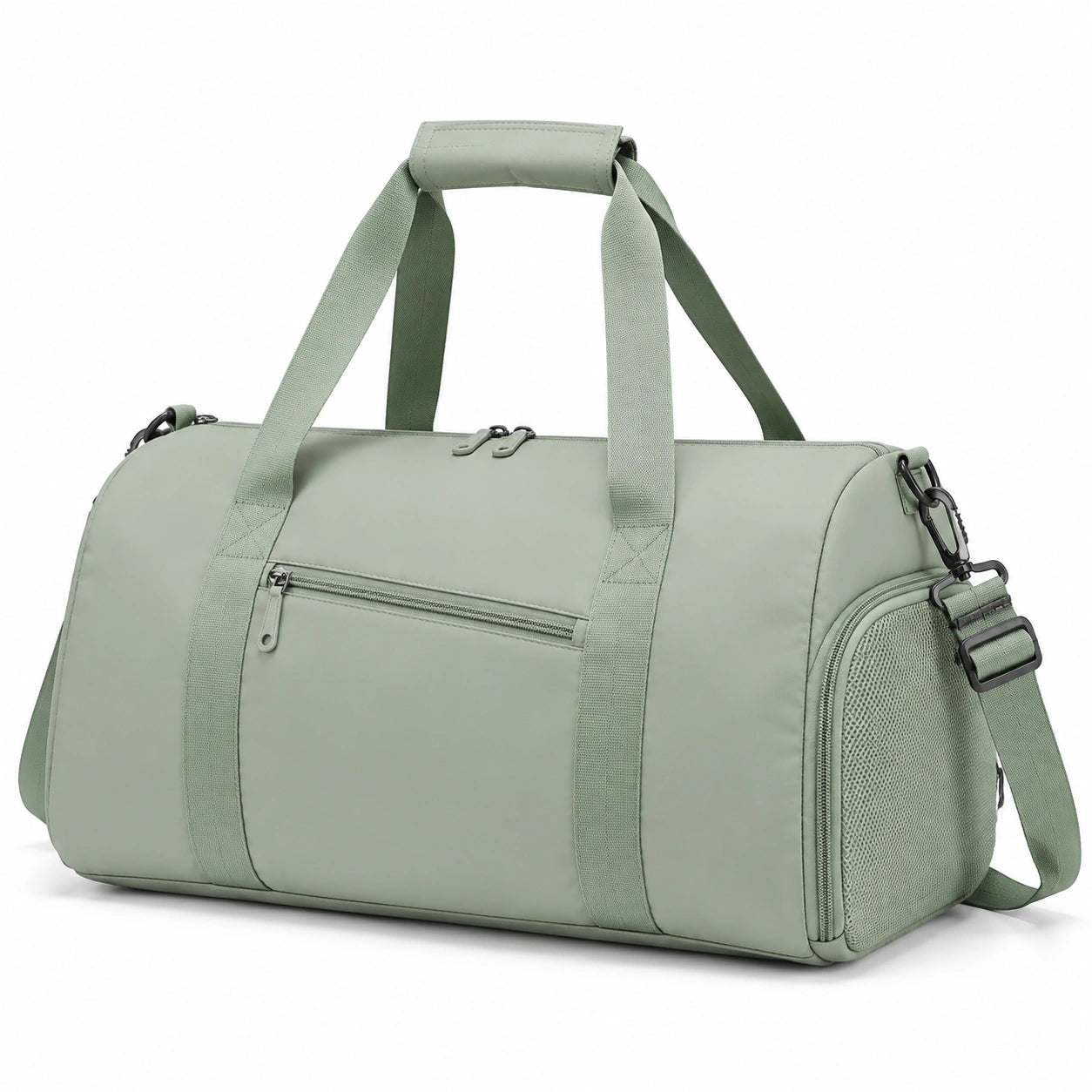 Borsa da viaggio 48 cm verde salvia in tessuto sintetico con scomparto per scarpe stile sportivo