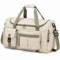 Borsone da viaggio 50 x 25 x 30 cm in tessuto sintetico beige e verde - sportivo con tasche multiple