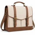 Borsa messenger 38 × 12 × 30 cm in tessuto e similpelle beige marrone con tracolla