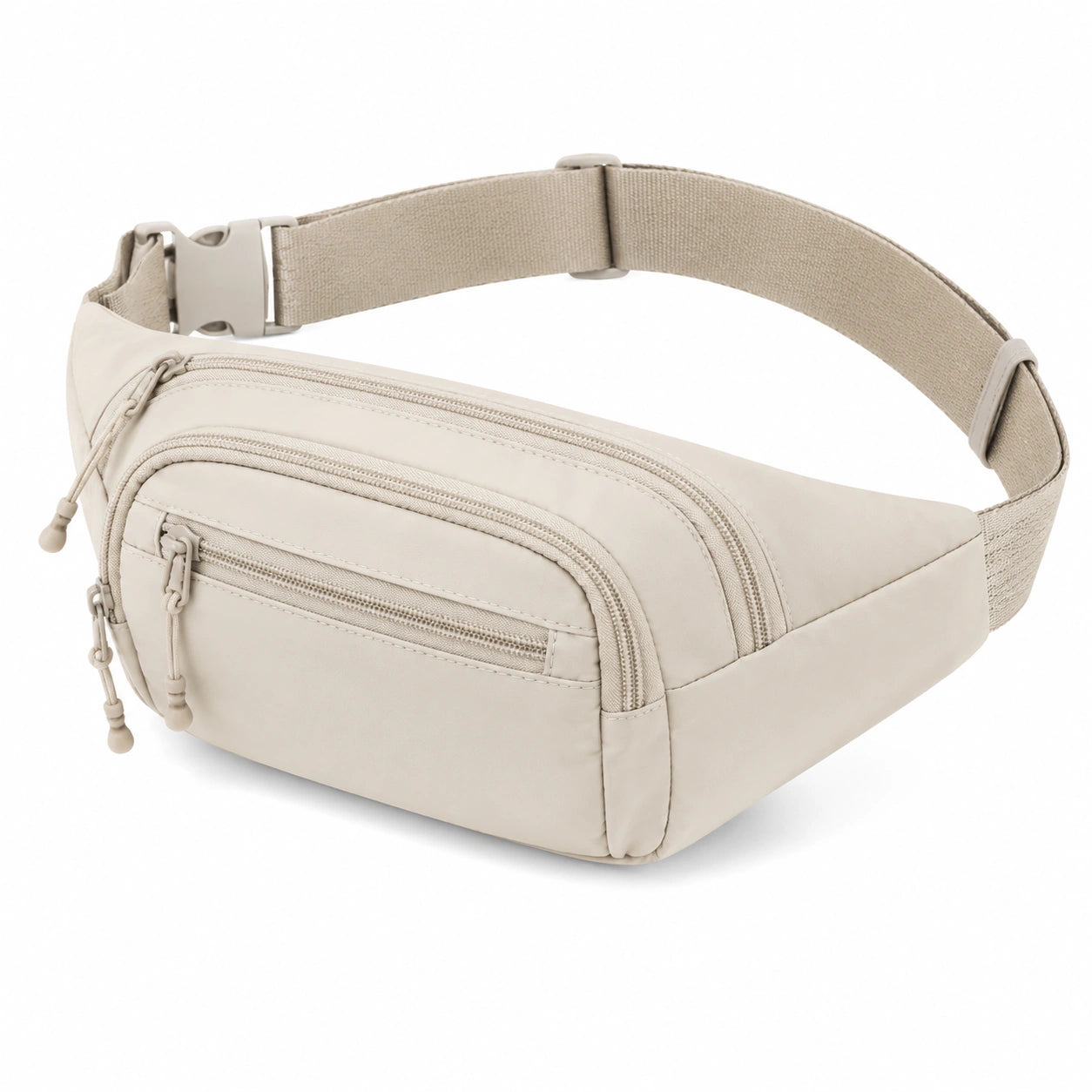 Marsupio 30x8x16 cm in tessuto sintetico beige con tasche multiple stile casual