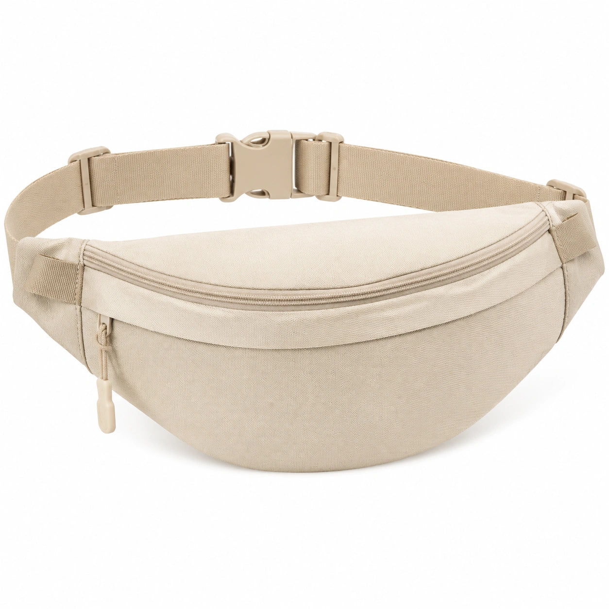 Marsupio 30 x 14 x 7 cm in tessuto beige con cintura regolabile e chiusura a fibbia