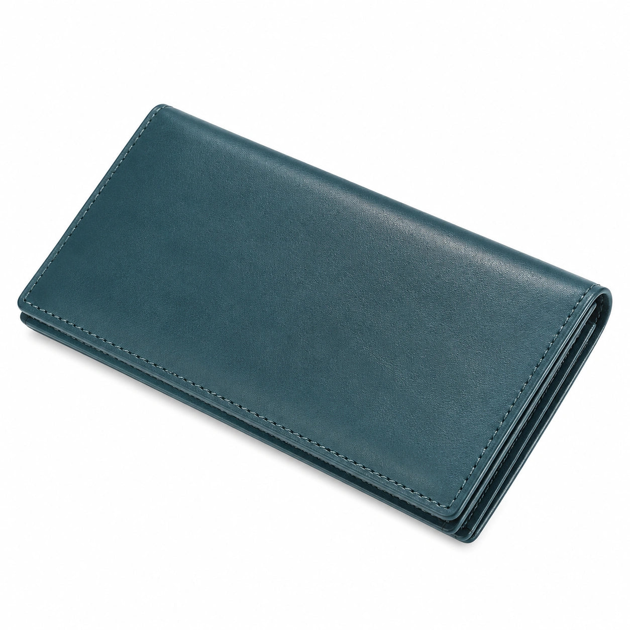 Portafoglio lungo 19 x 9.5 x 2 cm effetto pelle blu petrolio pieghevole
