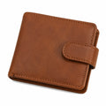 Portafoglio uomo 12 x 10 cm marrone in materiale sintetico effetto pelle con chiusura a linguetta