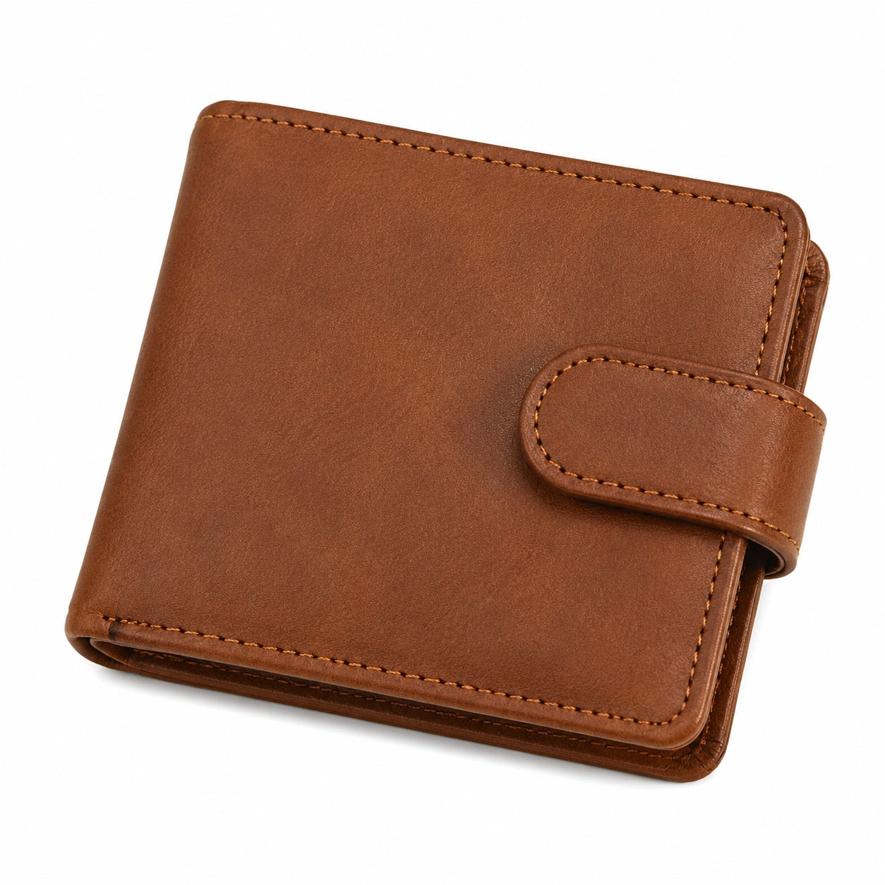 Portafoglio uomo 12 x 10 cm marrone in materiale sintetico effetto pelle con chiusura a linguetta