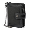 Portafoglio unisex 12 x 3 x 10 cm in materiale sintetico nero con catena e doppia zip