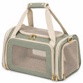 Trasportino per animali 45×28×28 cm in tessuto verde salvia con rete - pieghevole e ventilato