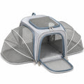 Trasportino per animali 50 x 30 x 30 cm in tessuto grigio con rete espandibile e pieghevole