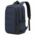 Zaino da viaggio 32 x 18 x 48 cm in tessuto blu navy con scomparti multipli e cinghie di compressione